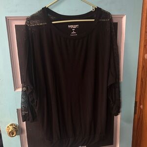 Torrid Black Lace Sleeve Women's Top 0X